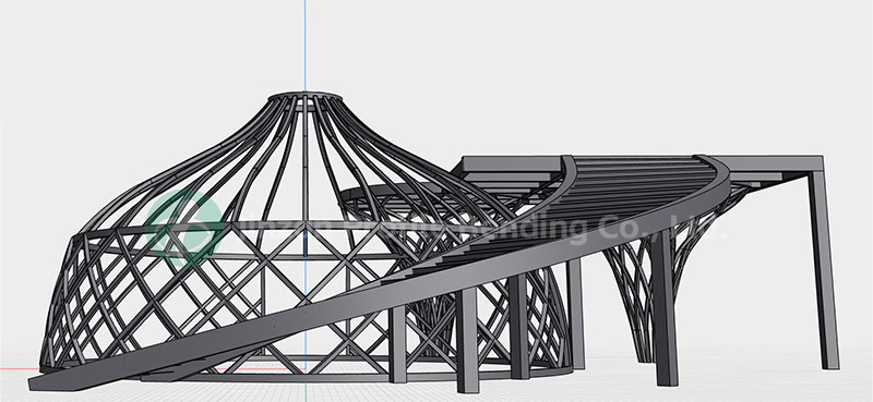 Stretch bending of 200X100 steel pipes for Mongolian yurt keel